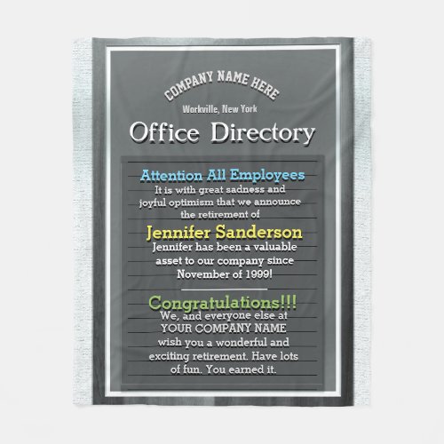 Retirement Message on an Office Directory SIgn