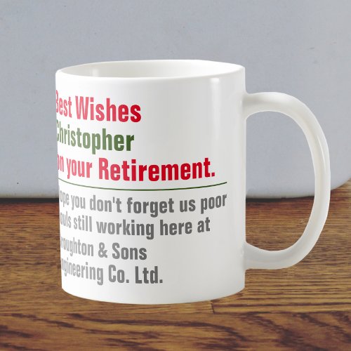 Retirement Mug with Name  Personal Message