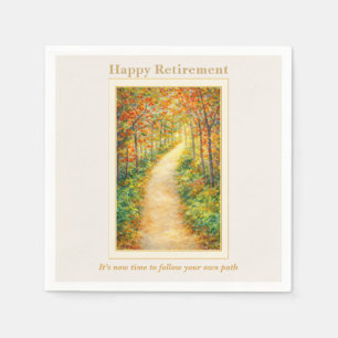 Retirement Napkin Autumn Path Countryside Scene