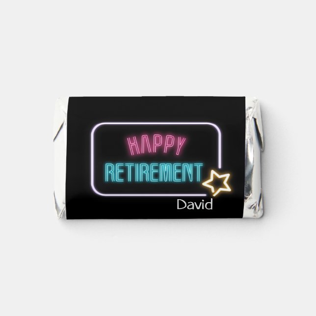 Retirement Neon Sign On Black Hershey's Miniatures (Front)