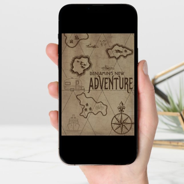 Retirement New Adventure Map Congratulations Card (Front Digital)