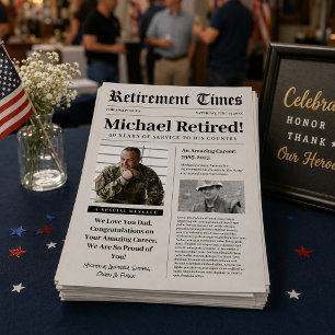 Retirement Newspaper Sign Gift Military Letterhead