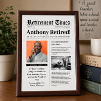 Retirement Newspaper Wood Plaque Gift Teacher