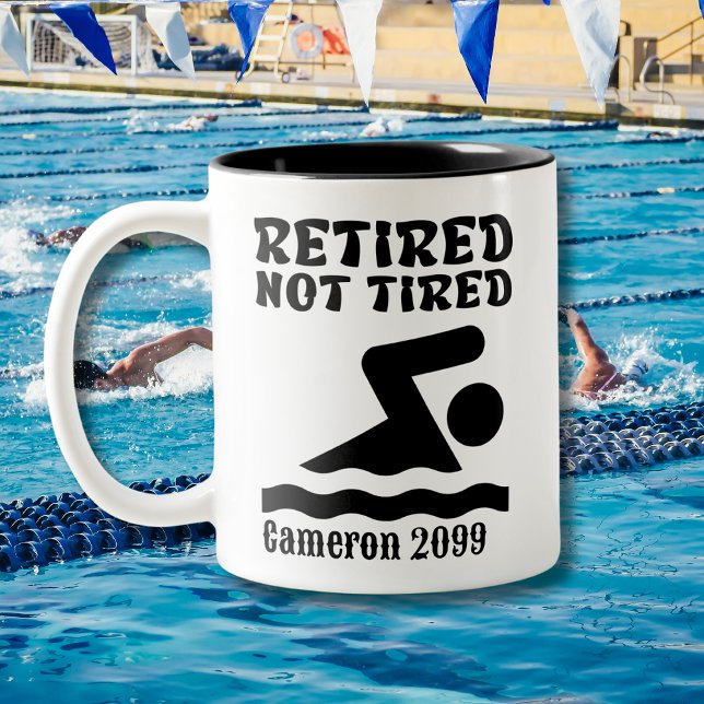Retirement not tired swimmer Two-Tone coffee mug (Creator Uploaded)