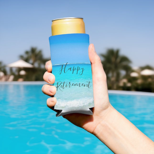 Retirement Ocean Sea Blue Momento Modern Seltzer Can Cooler (In Situ Pool)