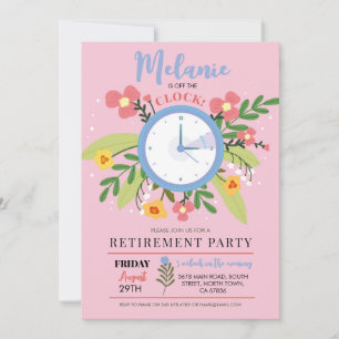 Retirement Off The Clock Women'sFloral Fun Party Invitation