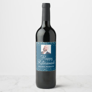 Retirement One Photo Fun Confetti Wine Label