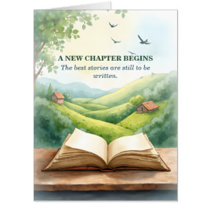 Retirement Open Book New Chapter Landscape Scene Card