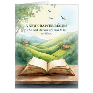 Retirement Open Book New Chapter Landscape Scene Card