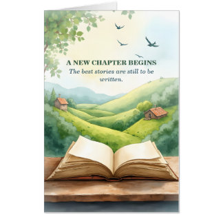 Retirement Open Book New Chapter Landscape Scene Card