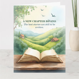 Retirement Open Book New Chapter Landscape Scene Card