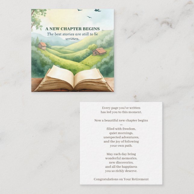 Retirement Open Book New Chapter Landscape Scene Note Card (Front/Back)