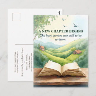 Retirement Open Book New Chapter Landscape Scene Postcard