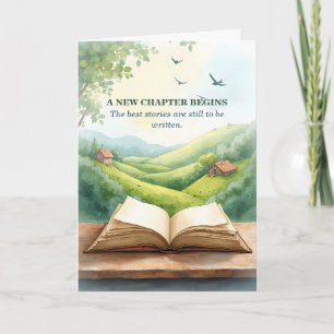 Retirement Open Book New Chapter Landscape Scene Thank You Card