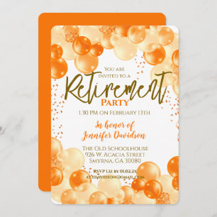 Retirement Orange Balloon Invitation