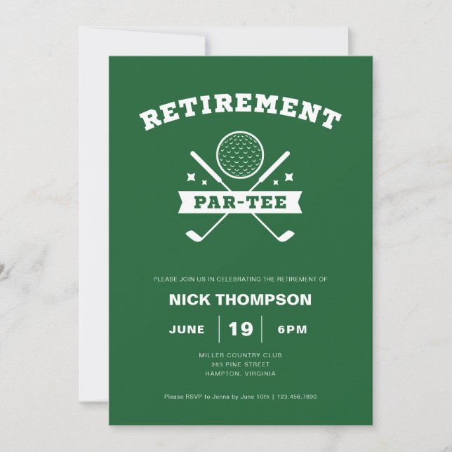 Retirement Par-Tee Golf Theme Party Invitation (Front)
