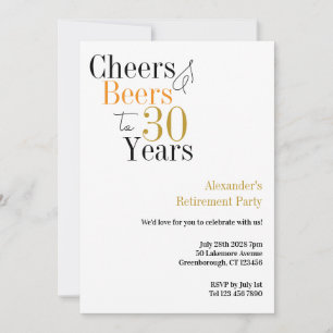 Retirement Party 30 Years Cheers and Beers Minimal Invitation