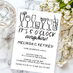 RETIREMENT PARTY 5PM EVERYWHERE Cocktail Drinks Invitation