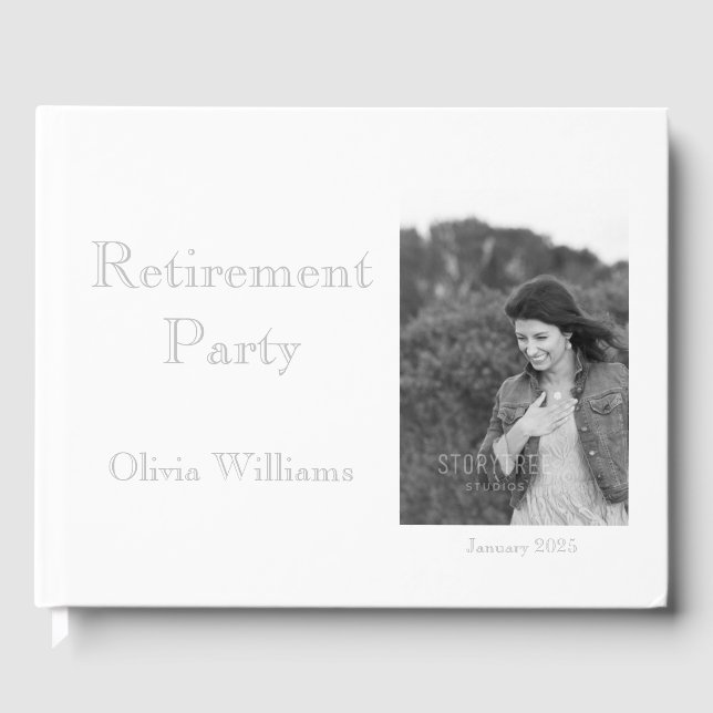 Retirement Party Add Photo Choose Color Guest Book (Front)