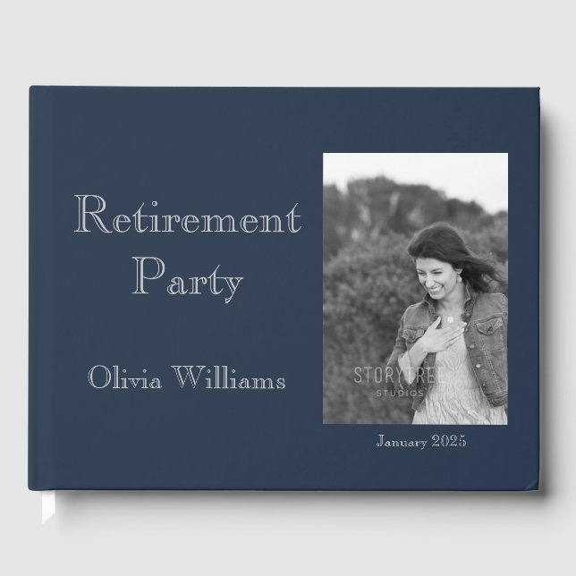 Retirement Party Add Photo Choose Color Guest Book (Front)