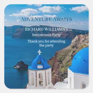 Retirement Party Adventure Awaits Greece Medit Square Sticker
