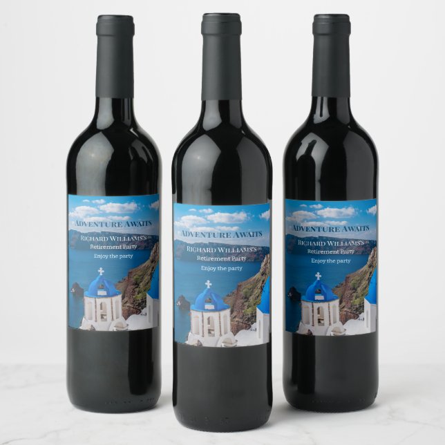 Retirement Party Adventure Awaits Greece Medit Wine Label (Bottles)