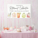 Retirement Party Banner, Funny Retirement Party Banner<br><div class="desc">Retirement Party Banner: It's Not Her Problem Any More. Celebrate the next chapter in style with this Modern Minimalist Cocktail Retirement Party Collection! Ideal for honoring anyone stepping into the exciting world of retirement, this design features a chic hand-script font paired with three vibrant watercolor cocktails. Whether you're throwing a...</div>