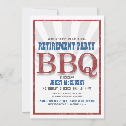 Retirement Party Barbeque Invitations