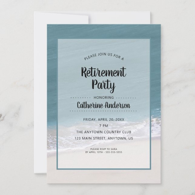 Retirement Party Beach Background Invitation (Front)