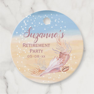 Retirement Party Beach Coastal Shell Favor Tags