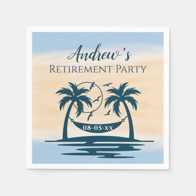 Retirement Party Beach Palm Trees  Napkins (Front)