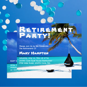 Retirement Party Beach Theme With Name Invitation