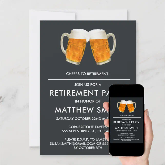 Retirement Party Beer Cheers Invitation | Zazzle