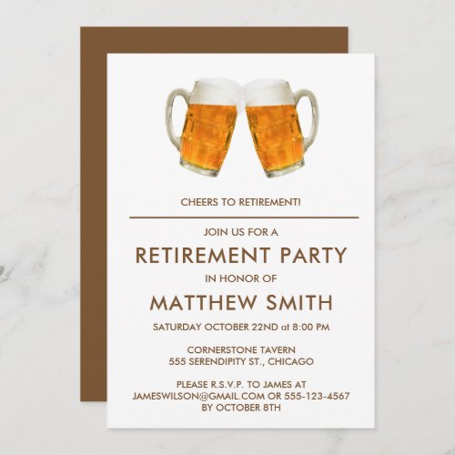 Retirement Party Beer Cheers Invitation