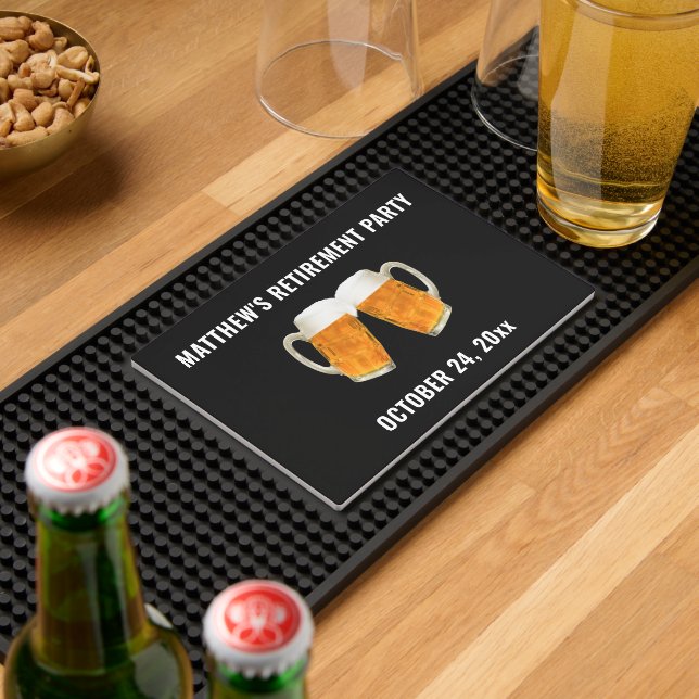 Retirement Party Beer Cheers Retired Gift Bar Mat (Insitu (Bar 2))