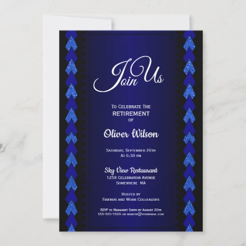 Retirement Party Black and Blue Invitation