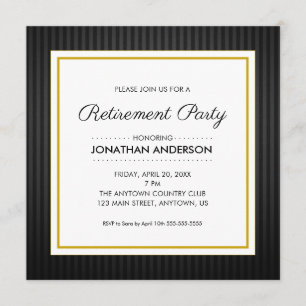 Retirement Party Black and Gold Invitation