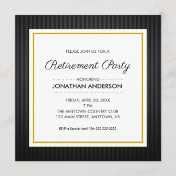 Retirement Party | Black And Gold Invitation by daisylin712 at Zazzle