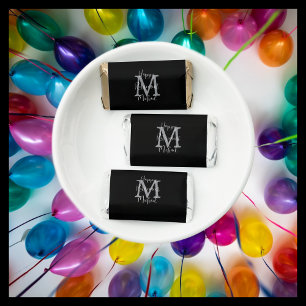 Retirement Party Black Gray Monogram White Name Hershey's Miniatures