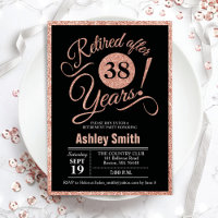 Retirement Party - Black Rose Gold Invitation