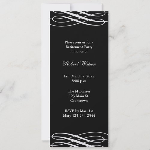 Retirement Party Black with Ribbons Invitation