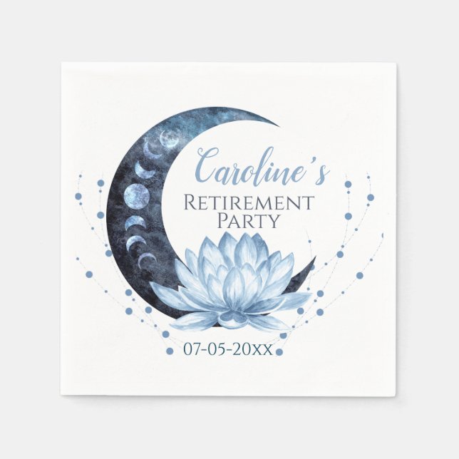 Retirement Party Blue Lotus Flower  Napkins (Front)