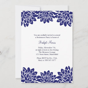 Retirement Party Blue Modern and Floral Invite