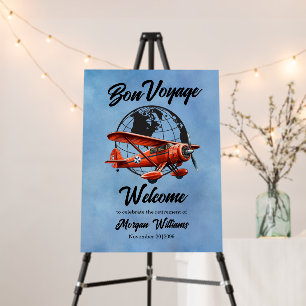 Retirement Party Bon Voyage Travel Globe Plane Foam Board