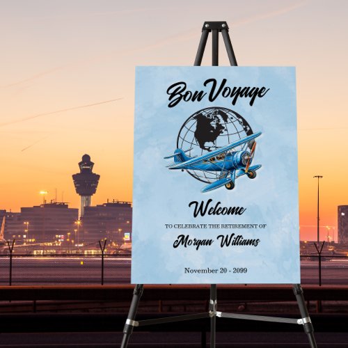 Retirement Party Bon Voyage Travel Globe Plane  Foam Board
