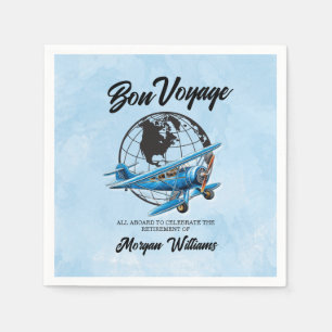 Retirement Party Bon Voyage Travel Globe Plane Napkins
