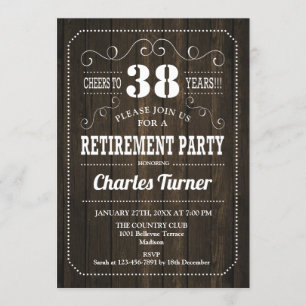 Retirement Party - Brown Wood Pattern Invitation
