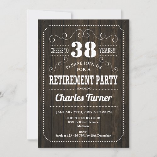 Retirement Party _ Brown Wood Pattern Invitation