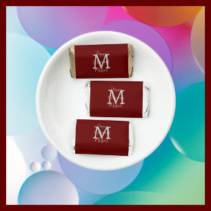 Retirement Party Burgundy Gray Monogram White Name Hershey's Miniatures