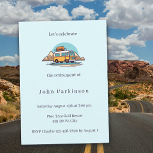 Retirement Party Camper Van Road Trip Invitation